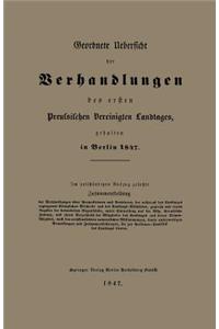 Geordnete Uebersicht Der Verhandlungen Des Ersten Preussischen Vereinigten Landtages, Gehalten in Berlin 1847