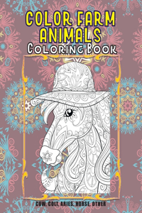 Color Farm Animals - Coloring Book - Cow, Сolt, Aries, Horse, other