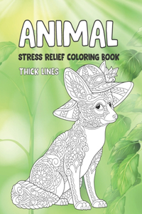 Stress Relief Coloring Book - Animal - Thick Lines