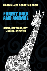Forest Bird and Animal - Grown-Ups Coloring Book - Camel, Capybara, Rat, Leopard, and more