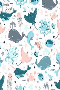 Notebook: Sea Animals Princess Notebook and Lined pages, Extra large (8.5 x 11) inches, 110 pages, White paper (Notebook for girls)