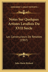 Notes Sur Quelques Artistes Lavallois Du XVII Siecle