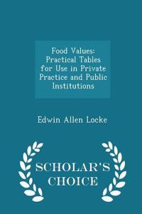 Food Values: Practical Tables for Use in Private Practice and Public Institutions - Scholar's Choice Edition