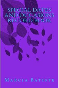 Special Dates and Occasions Record Book