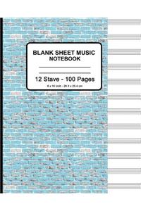 Blank Sheet Music Notebook - Blue Brick Wall