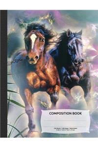 Wild Horses Composition Notebook, Wide Ruled: 100 Sheets / 200 Pages, 9-3/4" X 7-1/2": 100 Sheets / 200 Pages, 9-3/4" X 7-1/2"