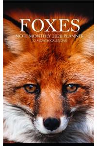 Foxes Note Monthly 2020 Planner 12 Month Calendar