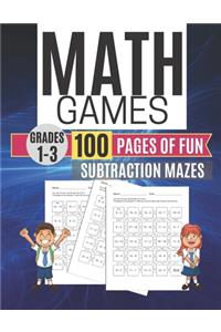 Math Games SUBTRACTION MAZES 100 Pages of Fun Grades 1-3
