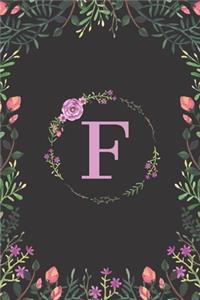 Floral Monogram Letter F Journal