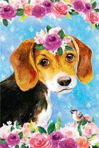 Bullet Journal Notebook for Dog Lovers Beagle Puppy in Flowers 4