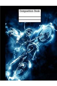 Motocross Electric Composition Notebook - 5x5 Quad Ruled