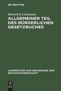 Allgemeiner Teil Des Bürgerlichen Gesetzbuches