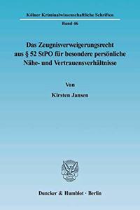 Das Zeugnisverweigerungsrecht Aus 52 Stpo Fur Besondere Personliche Nahe- Und Vertrauensverhaltnisse