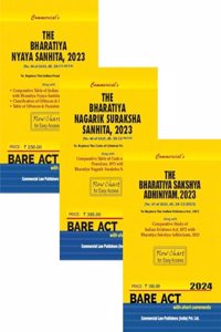 Commercial's New Criminal Law Combo Covering - Bharatiya Sakshya Adhiniyam 2023, Bharatiya Nagrik Suraksha Sanhita 2023, Bharatiya Nyaya Sanhita 2023, Paperback - 1 January 2024