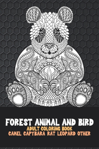 Forest Animal and Bird - Adult Coloring Book - Camel, Capybara, Rat, Leopard, other