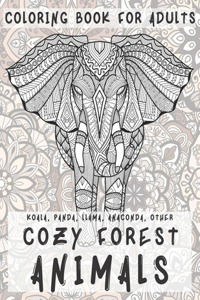 Cozy Forest Animals - Coloring Book for adults - Koala, Panda, Llama, Anaconda, other