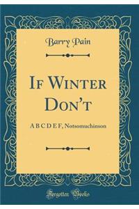 If Winter Don't: A B C D E F, Notsomuchinson (Classic Reprint)