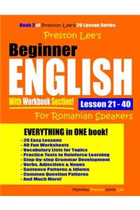 Preston Lee's Beginner English With Workbook Section Lesson 21 - 40 For Romanian Speakers