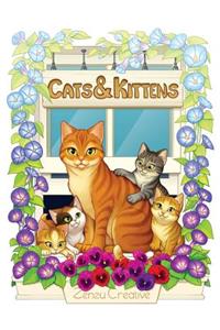 Cats & Kittens: Adult Coloring Book
