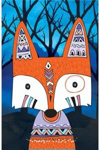 Journal Notebook Tribal Fox In Night Forest
