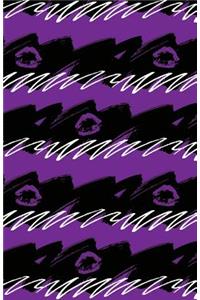 Journal Notebook Purple Lips - Abstract Purple and Black Pattern