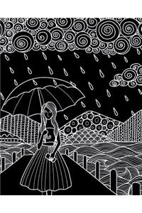 Bullet Journal Notebook Watercolor Girl in the Rain 1
