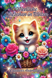 Niedliche Kätzchen in Blüten