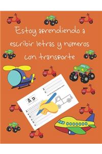 Estoy aprendiendo a escribir letras y números con transporte