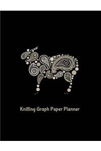 Knitting Graph Paper Planner: Design Notebook, Blank Knitter Patterns Book, 4:5 Ratio, White Mandala Sheep on Black