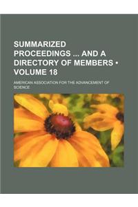 Summarized Proceedings and a Directory of Members (Volume 18)