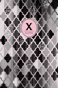 Initial X Monogram Journal - Dot Grid, Moroccan Black, White & Blush Pink