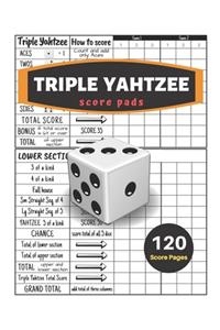 Triple yahtzee score pads