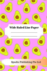 Cute Avocado Theme Wide Ruled Line Paper