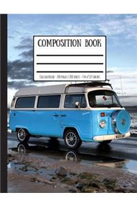 Retro VW Campervan at the Beach Composition Book
