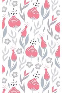 Pink Salmon and Gray Botanic - Lined Notebook with Margins - 5x8