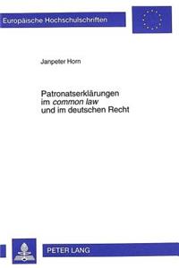 Patronatserklaerungen Im «Common Law» Und Im Deutschen Recht