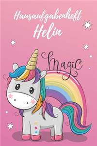 Hausaufgabenheft Helin: personalisiertes Einhorn Hausaufgabenheft / Schülerplaner für 1 Schuljahr mit Wochenübersicht / mit 2x Stundenplan / DIN A 5 / 112 Seiten / Grundsch