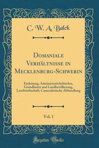 Domaniale Verhï¿½ltnisse in Mecklenburg-Schwerin, Vol. 1: Einleitung, Administrativbehï¿½rden, Grundbesitz Und Landbevï¿½lkerung, Landwirthschaft; Cameralistische Abhandlung (Classic Reprint)