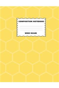 Composition Notebook Wide Ruled: Yellow Honeycomb Design Perfect For All Subject Areas