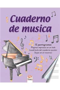 Cuaderno de musica 12 pentagramas