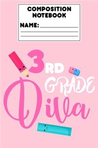 Composition Notebook 3rd Grade Diva