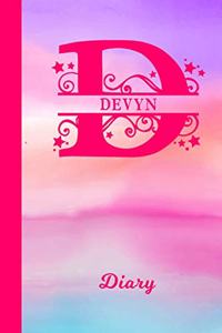 Devyn Diary: Personalized First Name Personal Writing Journal - Cute Pink Purple Watercolor Cover - Daily Diaries for Journalists & Writers - Note Taking - Write