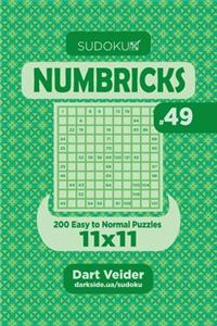 Sudoku Numbricks - 200 Easy to Normal Puzzles 11x11 (Volume 49)