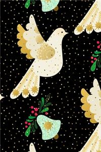 Merry Christmas Peace Doves Bells Mistletoe Xmas Notebook