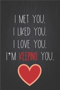 I Met You. I Liked You. I Love You. I'm Keeping You
