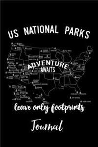 US National Parks Leave Only Footprints Journal