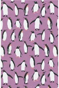 Bullet Journal Penguins in Snow Winter Pattern - Mauve