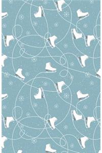 Journal Notebook Ice Skates in Snow Winter Pattern - Grey