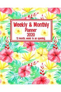 WEEKLY & MONTHLY Planner 2020. 12 month, Week to an Opening.