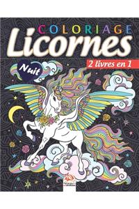 Coloriage Licornes - 2 livres en 1 - Nuit